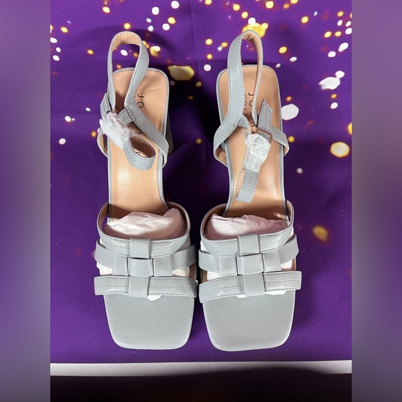 Journee Collection Powder Blue Strappy Heels - Picture 1 of 6